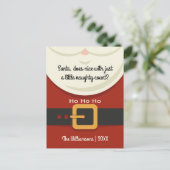 Grappige Kerstman Ondeugend & Mooi Feestdagenkaart (Staand voorkant)