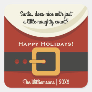 Grappige Kerstman Ondeugend & Mooi Vierkante Sticker