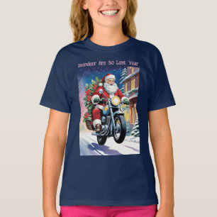 Grappige Kerstman op motor die een wheelie doet T-shirt