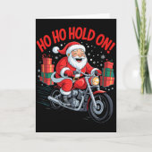 Grappige Kerstman op Motorfiets Vakantie Kerstmis Kaart (Voorkant)