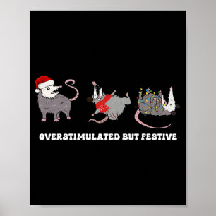 Grappige Kerstman Opossums Overstuur Maar Feesteli Poster