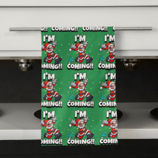Grappige Kerstman Patroon Humoristisch Kerstfeest Theedoek