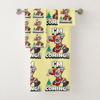 Grappige Kerstman Patroon Humoristische Kerstmis Bad Handdoek