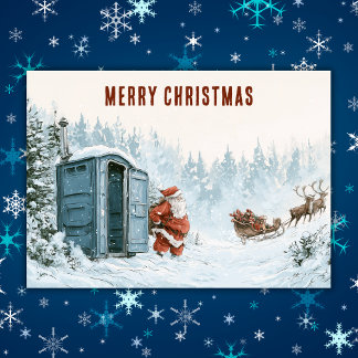 Grappige Kerstman Porta Potty Toiletpause Kerstmis Feestdagen Kaart