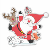 Grappige Kerstman Rendier Muis Vos ID848 Sticker (Voorkant)