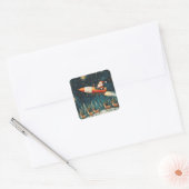 Grappige Kerstman Retro kerstavond Vierkante Sticker (Envelop)