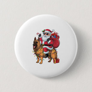 Grappige Kerstman Rijden Duitse Herder Hond Kerstm Ronde Button 5,7 Cm