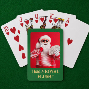 Grappige Kerstman Royal Flush Foto Cadeau Pokerkaarten