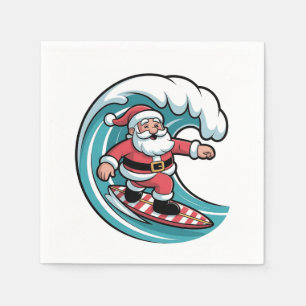 Grappige Kerstman Santa Surfplank Surfen Servet