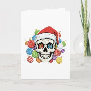 Grappige Kerstman Schedel Gotische Kerstversiering Kaart