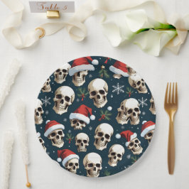 Grappige Kerstman schedels in Santa Hats Papieren Bordje