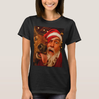 Grappige Kerstman Selfie Rendier Mannen Vrouwen Ki T-shirt