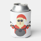 Grappige Kerstman Sinterklaas Motorfiets Biker Har Blikjeskoeler (Blikje Voorkant)