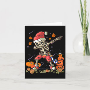 Grappige Kerstman Skelet Dabbing Halloween Kostuum Kaart