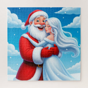 Grappige Kerstman Sneeuwkoningin Scene Voor Kerst Legpuzzel