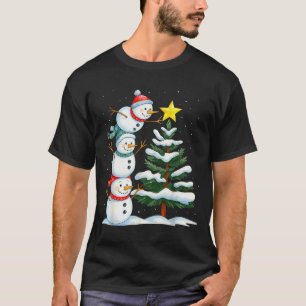Grappige Kerstman Sneeuwpop Topper Boom Vakantie F T-shirt