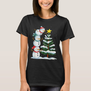 Grappige Kerstman Sneeuwpop Topper Boom Vakantie F T-shirt