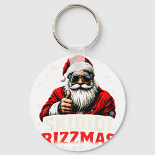 Grappige Kerstman Snowboard Kerstvakantie Skibidi Sleutelhanger