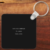 Grappige Kerstman Spelen Gitaar Kerstmis Sleutelhanger (Achterkant)