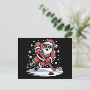 Grappige Kerstman spelen ijshockey Kerstmis Feestdagenkaart