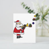 Grappige Kerstman Spelen Trompet Feestdagenkaart (Staand voorkant)