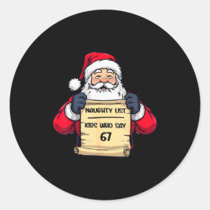 Grappige Kerstman Stoute Lijst Kinderen Die 67 Ker Ronde Sticker