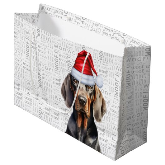 Grappige Kerstman Tan en Black Coonhound Lover Groot Cadeauzakje (Voorkant Gekanteld)