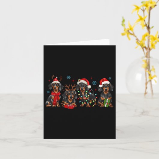 Grappige Kerstman Teckel Kerstman Teckel Hondenlie Kaart (Gele Bloem)