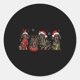 Grappige Kerstman Teckel Kerstman Teckel Hondenlie Ronde Sticker