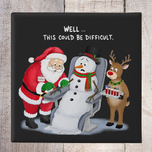 Grappige Kerstman Trekt Bloed Flebotomist Vierkante Button 5,1 Cm