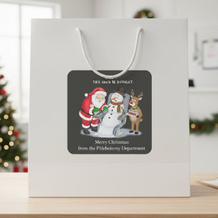 Grappige Kerstman Trekt Bloed Flebotomist Vierkante Sticker