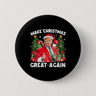 Grappige Kerstman Trump 2025 Maak Kerstmis weer Gr Ronde Button 5,7 Cm