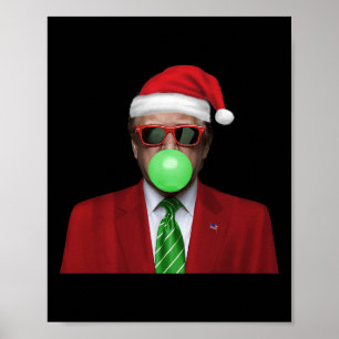 Grappige Kerstman Trump Bubble Gum Maakt Kerstmis Poster