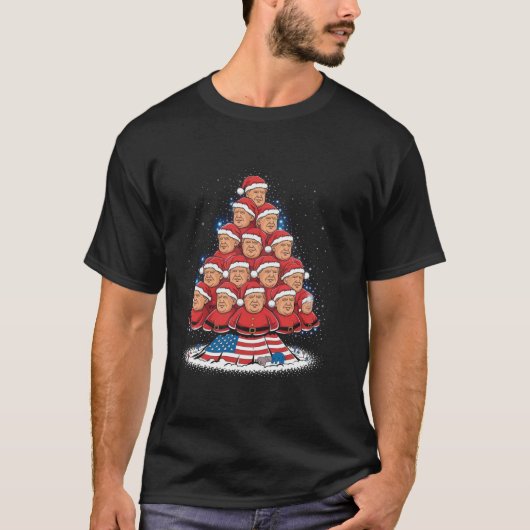 Grappige Kerstman Trump Dance Tree Kerstmispyjama  T-shirt (Voorkant)