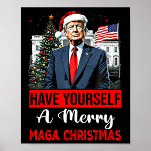 Grappige Kerstman Trump, heb jezelf een vrolijk ke Poster