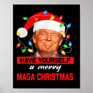 Grappige Kerstman Trump, heb jezelf een vrolijk ke Poster