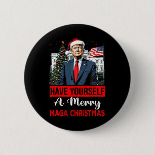 Grappige Kerstman Trump, heb jezelf een vrolijk ke Ronde Button 5,7 Cm