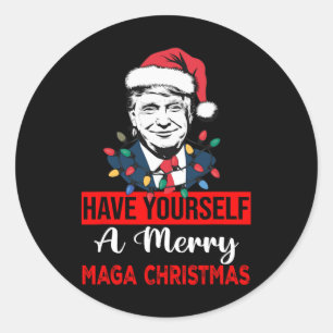 Grappige Kerstman Trump, heb jezelf een vrolijk ke Ronde Sticker