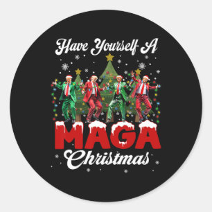 Grappige Kerstman Trump Heb Jezelf Een Vrolijke M. Ronde Sticker