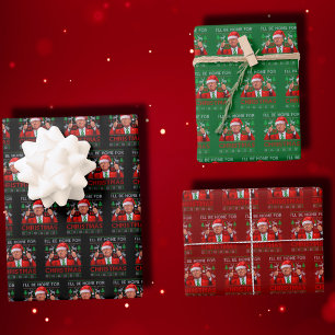 Grappige Kerstman Trump, ik ben thuis voor Kerstmi Inpakpapier Vel