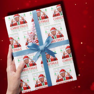 Grappige Kerstman Trump Ik zal thuis zijn voor Ker Cadeaupapier