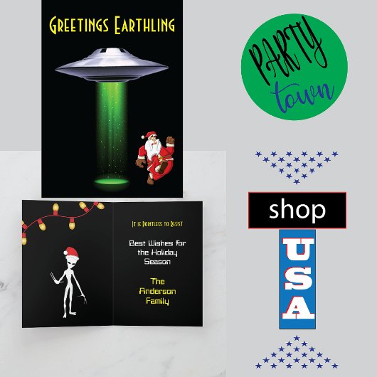Grappige Kerstman 🎅🛸 UFO Kerstkaart Bedankkaart