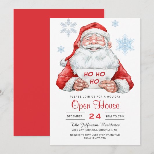Grappige Kerstman Vakantie Kerst Open Huis Kaart (Voorkant / Achterkant)