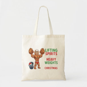 Grappige Kerstman van Gemberkoek die Gewichten Til Tote Bag