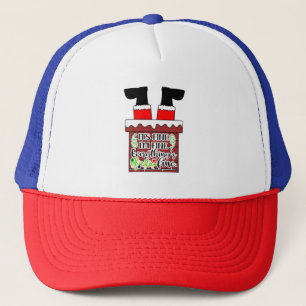 Grappige Kerstman Vastgelopen In Schoorsteen Kerst Trucker Pet