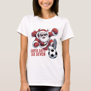 Grappige Kerstman Voetbal Bal Trakteer T-shirt C