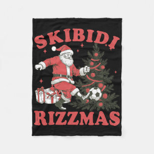 Grappige Kerstman Voetbal Skibidi Rizzmas Kerstboo Fleece Deken