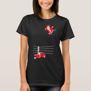 Grappige Kerstman worstelen Kerstmis T-shirt