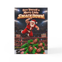 Grappige Kerstman Worstelt Kerstmis Smackdown Kaar