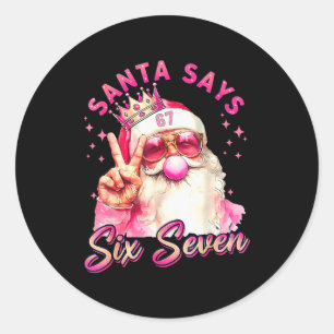 Grappige Kerstman Zegt Zes Zeven Kerstmis 67 Meme Ronde Sticker